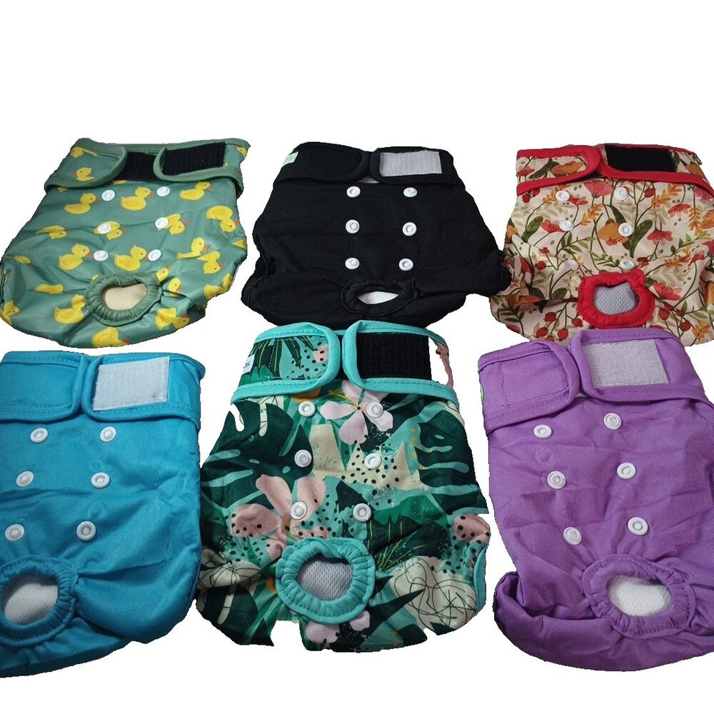 Female Dog Diapers Washable Reusable Lot 6 Adjustable Pet Diaper Wraps